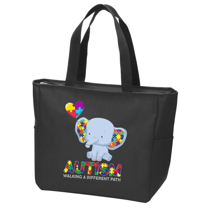 Autism Awareness Walking A Different Path Elephant Zip Tote Bag