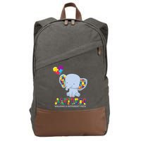 Autism Awareness Walking A Different Path Elephant Cotton Canvas Backpack