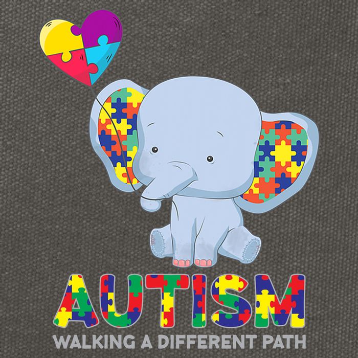 Autism Awareness Walking A Different Path Elephant Cotton Canvas Backpack