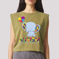 Autism Awareness Walking A Different Path Elephant Garment-Dyed Women's Muscle Tee
