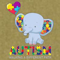 Autism Awareness Walking A Different Path Elephant Garment-Dyed Women's Muscle Tee