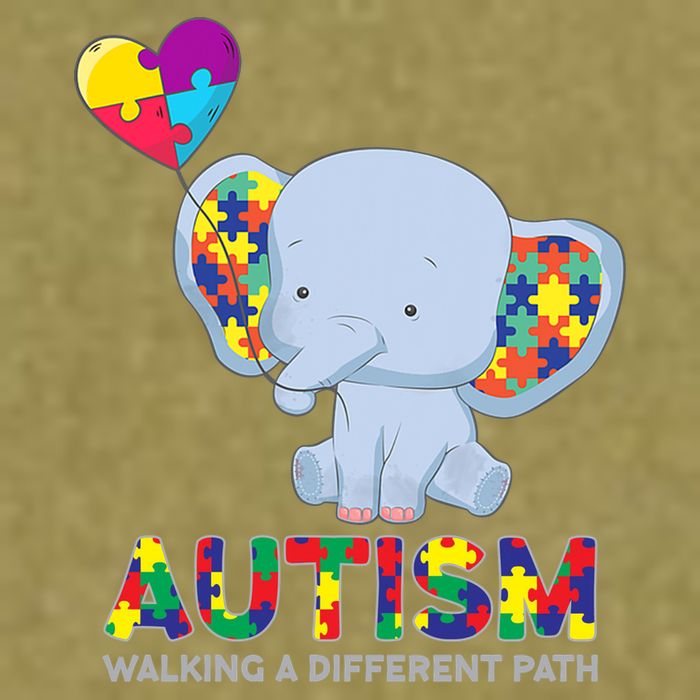 Autism Awareness Walking A Different Path Elephant Garment-Dyed Women's Muscle Tee