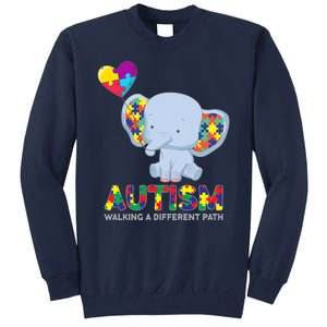 Autism Awareness Walking A Different Path Elephant Tall Sweatshirt