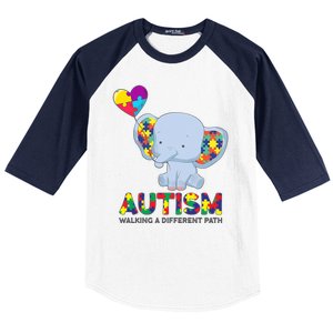 Autism Awareness Walking A Different Path Elephant Baseball Sleeve Shirt