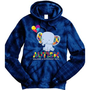 Autism Awareness Walking A Different Path Elephant Tie Dye Hoodie