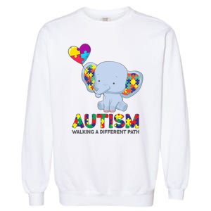 Autism Awareness Walking A Different Path Elephant Garment-Dyed Sweatshirt