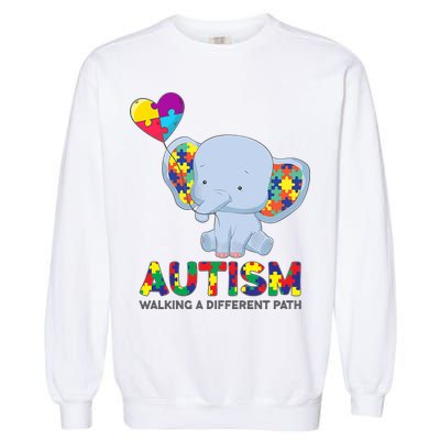 Autism Awareness Walking A Different Path Elephant Garment-Dyed Sweatshirt