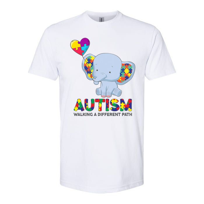 Autism Awareness Walking A Different Path Elephant Softstyle CVC T-Shirt