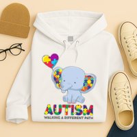 Autism Awareness Walking A Different Path Elephant Hoodie