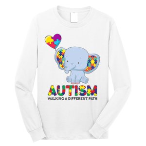 Autism Awareness Walking A Different Path Elephant Long Sleeve Shirt