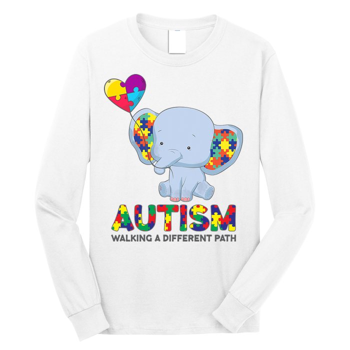 Autism Awareness Walking A Different Path Elephant Long Sleeve Shirt