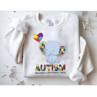Autism Awareness Walking A Different Path Elephant Sweatshirt