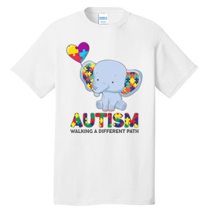 Autism Awareness Walking A Different Path Elephant Tall T-Shirt