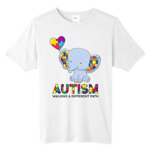 Autism Awareness Walking A Different Path Elephant Tall Fusion ChromaSoft Performance T-Shirt