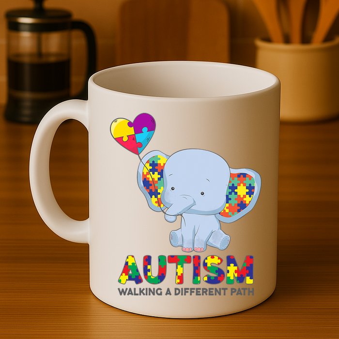 Autism Awareness Walking A Different Path Elephant Mug