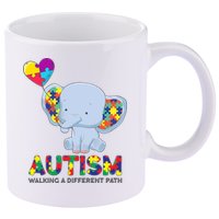 Autism Awareness Walking A Different Path Elephant 11oz C Handle Ceramic Mug
