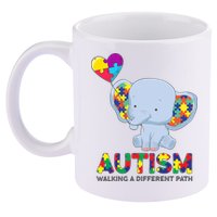 Autism Awareness Walking A Different Path Elephant 11oz C Handle Ceramic Mug
