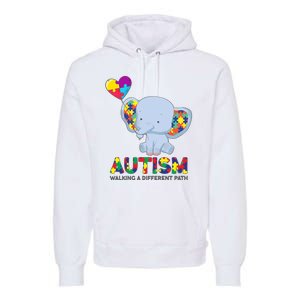 Autism Awareness Walking A Different Path Elephant Premium Hoodie