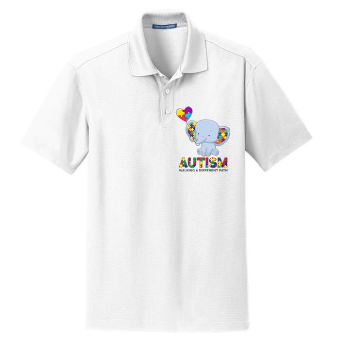 Autism Awareness Walking A Different Path Elephant Dry Zone Grid Polo