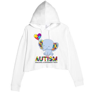 Autism Awareness Walking A Different Path Elephant Crop Fleece Hoodie