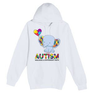 Autism Awareness Walking A Different Path Elephant Premium Pullover Hoodie