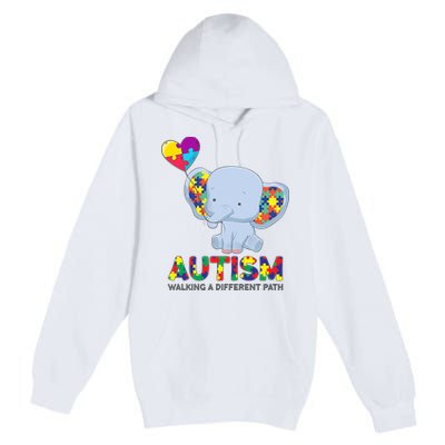 Autism Awareness Walking A Different Path Elephant Premium Pullover Hoodie
