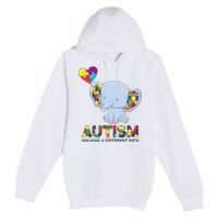 Autism Awareness Walking A Different Path Elephant Premium Pullover Hoodie
