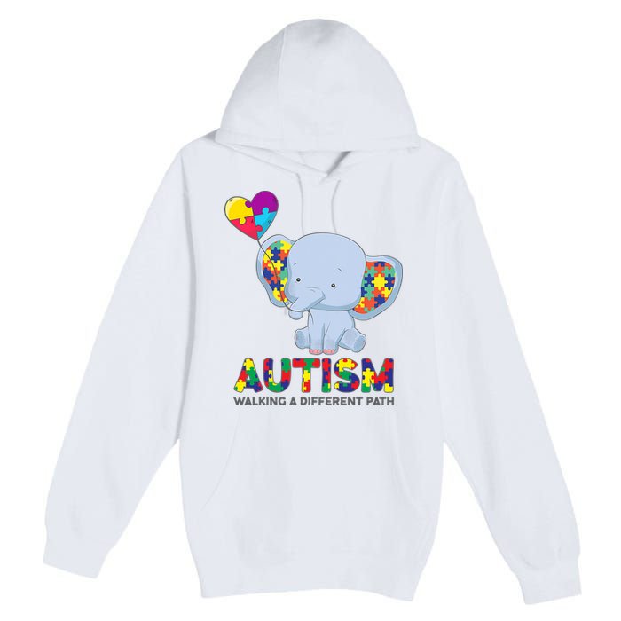 Autism Awareness Walking A Different Path Elephant Premium Pullover Hoodie