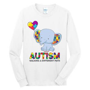 Autism Awareness Walking A Different Path Elephant Tall Long Sleeve T-Shirt