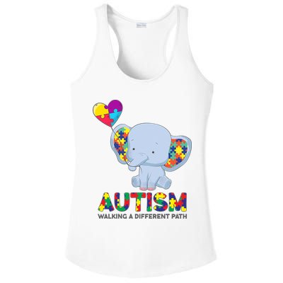 Autism Awareness Walking A Different Path Elephant Ladies PosiCharge Competitor Racerback Tank