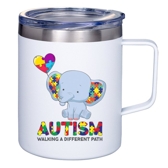 Autism Awareness Walking A Different Path Elephant 12oz Stainless Steel Coffee Mug