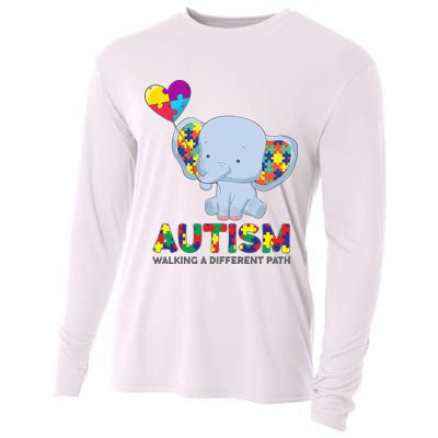 Autism Awareness Walking A Different Path Elephant Cooling Performance Long Sleeve Crew