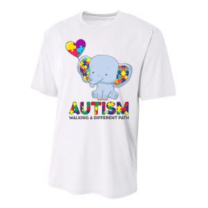 Autism Awareness Walking A Different Path Elephant Performance Sprint T-Shirt