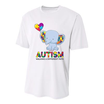 Autism Awareness Walking A Different Path Elephant Youth Performance Sprint T-Shirt