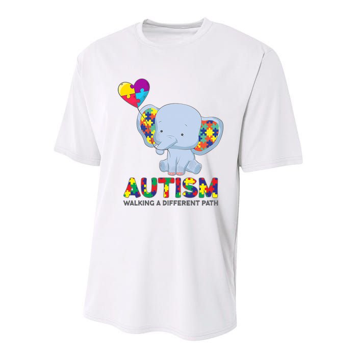 Autism Awareness Walking A Different Path Elephant Youth Performance Sprint T-Shirt