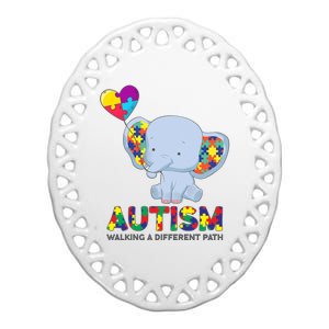 Autism Awareness Walking A Different Path Elephant Ceramic Oval Ornament