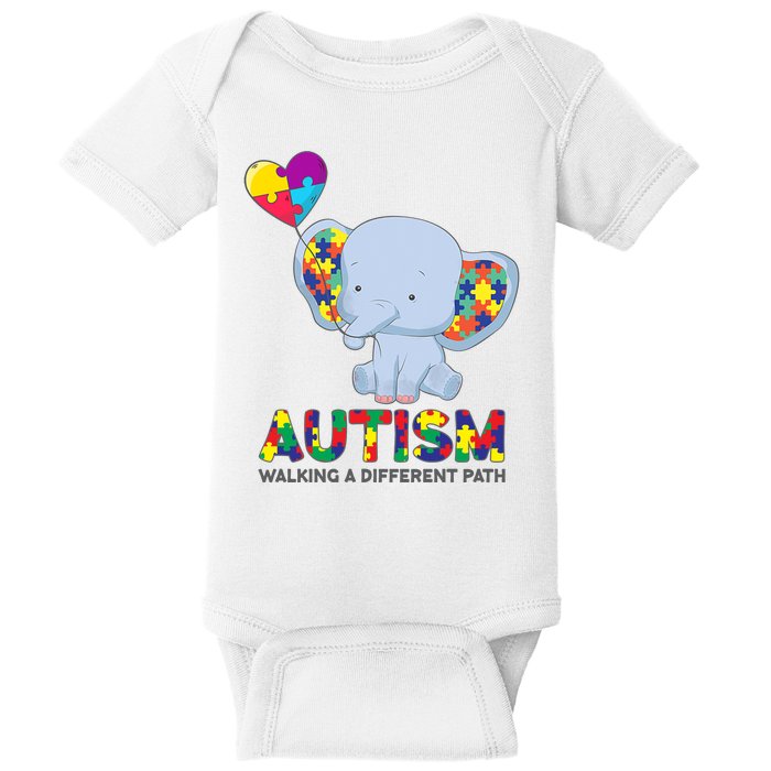 Autism Awareness Walking A Different Path Elephant Baby Bodysuit