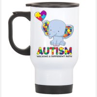 Autism Awareness Walking A Different Path Elephant Stainless Steel Travel Mug