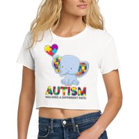 Autism Awareness Walking A Different Path Elephant Crop Top