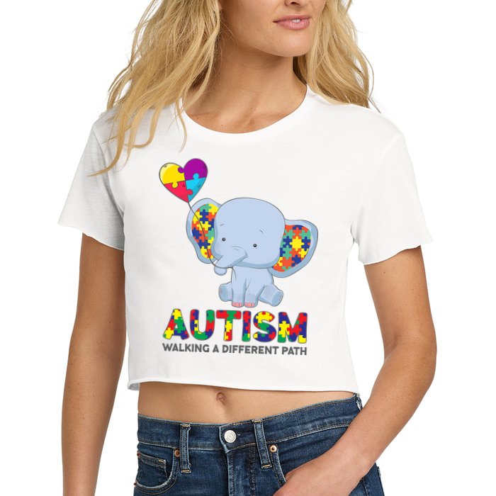 Autism Awareness Walking A Different Path Elephant Crop Top