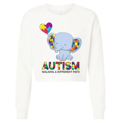 Autism Awareness Walking A Different Path Elephant Cropped Pullover Crew