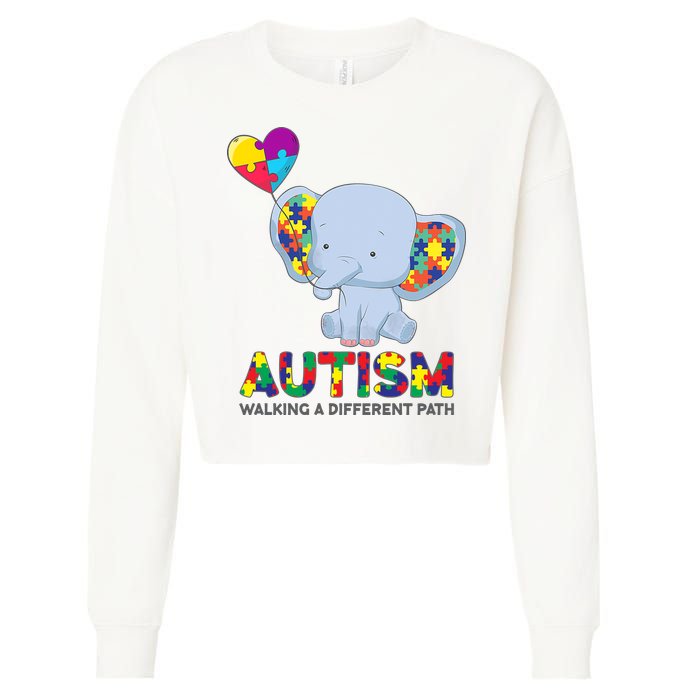 Autism Awareness Walking A Different Path Elephant Cropped Pullover Crew