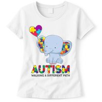 Autism Awareness Walking A Different Path Elephant Womens T-Shirt