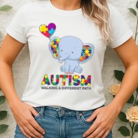 Autism Awareness Walking A Different Path Elephant Womens T-Shirt