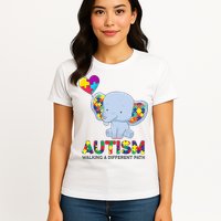 Autism Awareness Walking A Different Path Elephant Womens T-Shirt