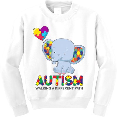 Autism Awareness Walking A Different Path Elephant Kids Sweatshirt