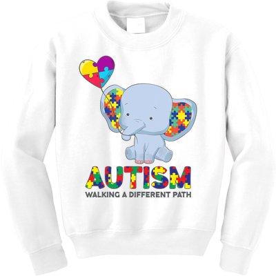 Autism Awareness Walking A Different Path Elephant Kids Sweatshirt