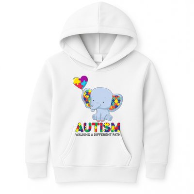Autism Awareness Walking A Different Path Elephant Kids Hoodie