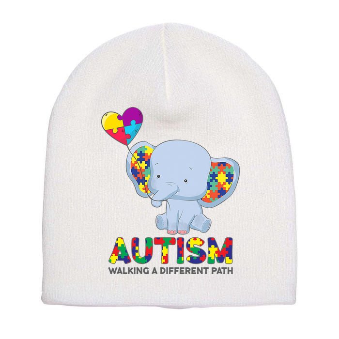 Autism Awareness Walking A Different Path Elephant Short Acrylic Beanie