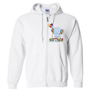 Autism Awareness Walking A Different Path Elephant Full Zip Hoodie